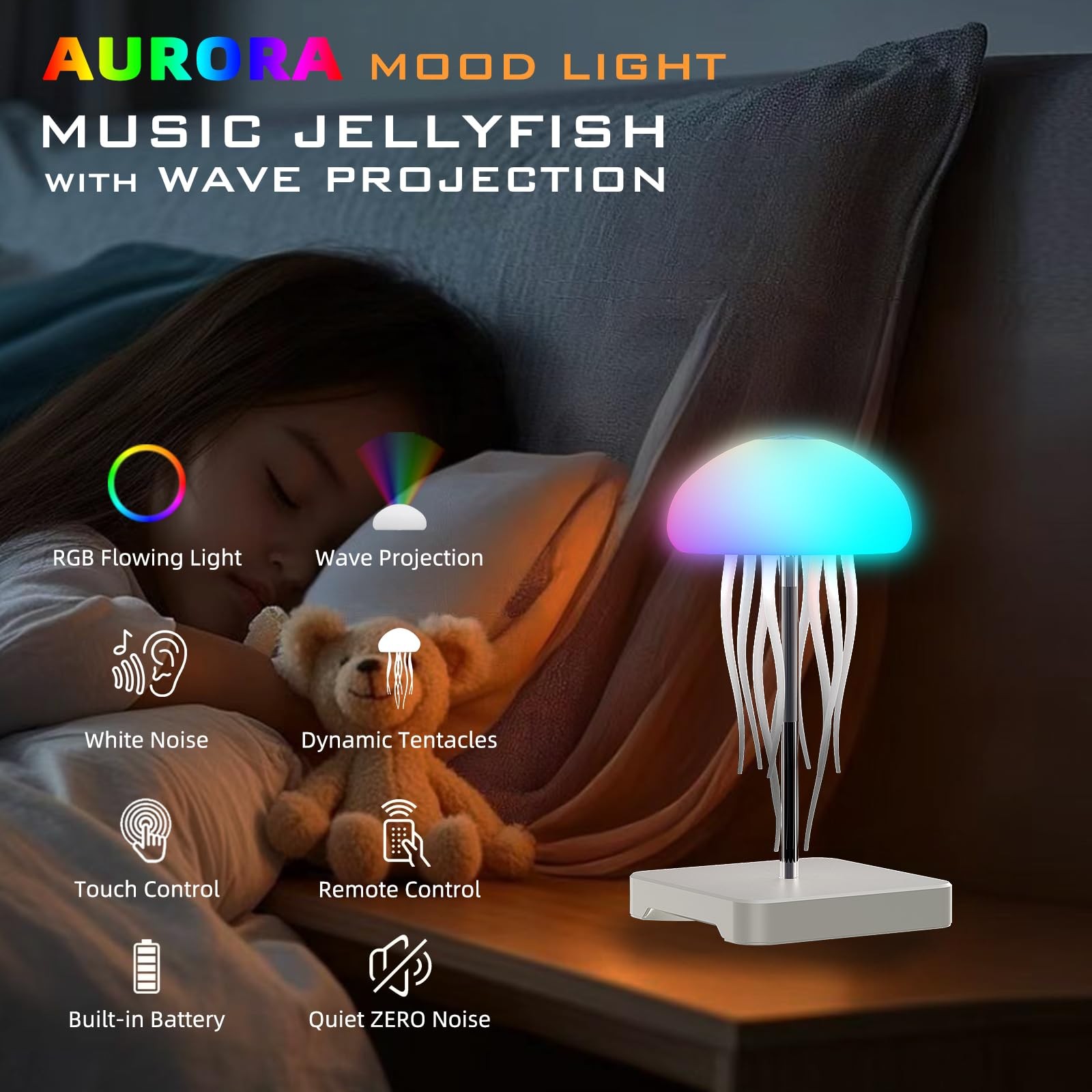 Camdii Jellyfish Lamp Wave Projector White Noise
