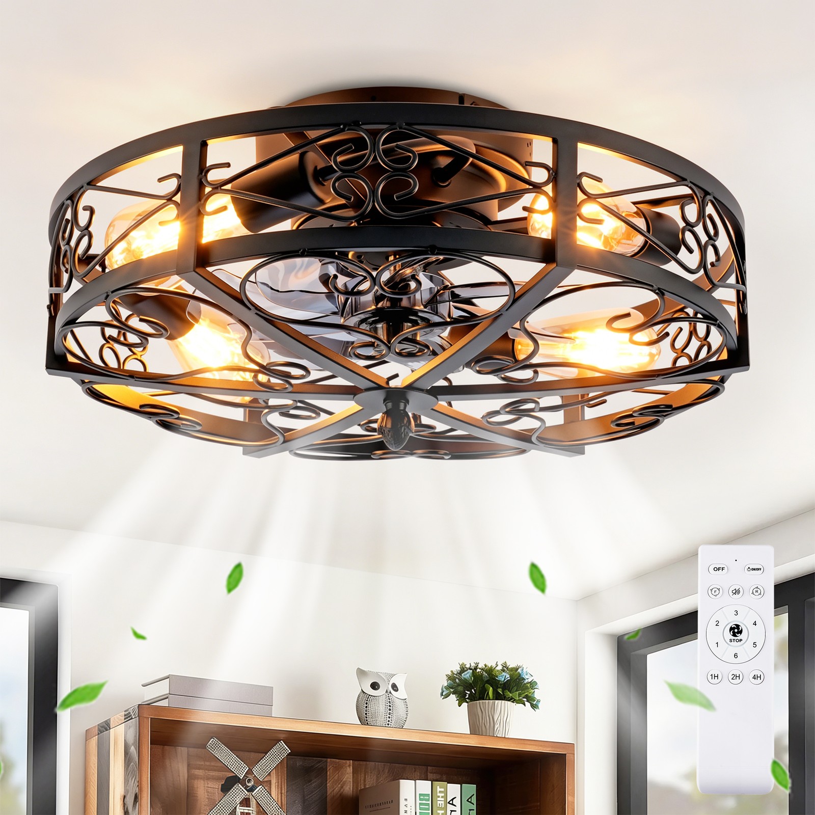 20'' Mounting Type Ceiling Fan,Reversible Motor, DC Remote Control,Speed Ceiling