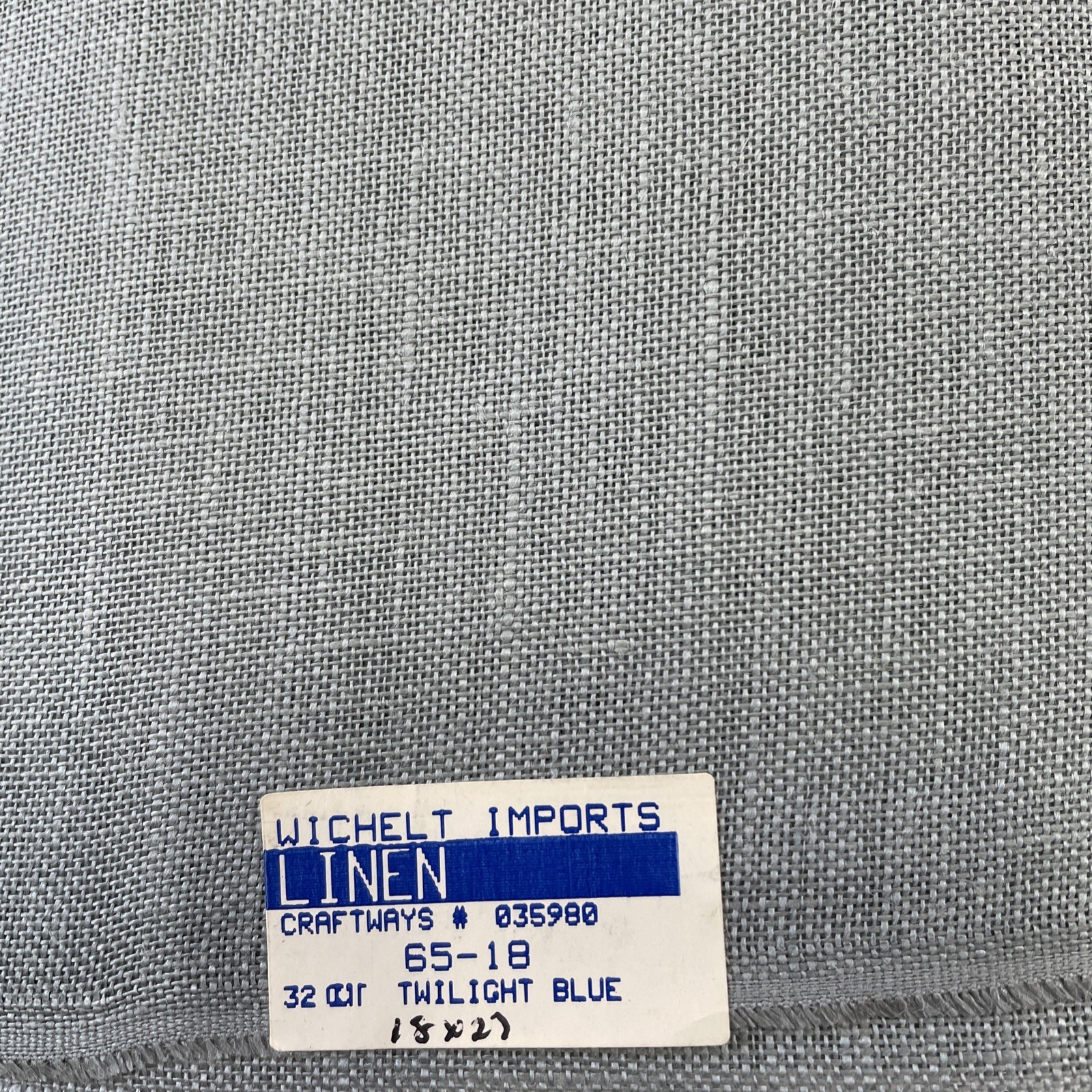 Wichelt 32 Count Linen Cross Stitch Fabric 18 x 27 ~ TWILIGHT BLUE