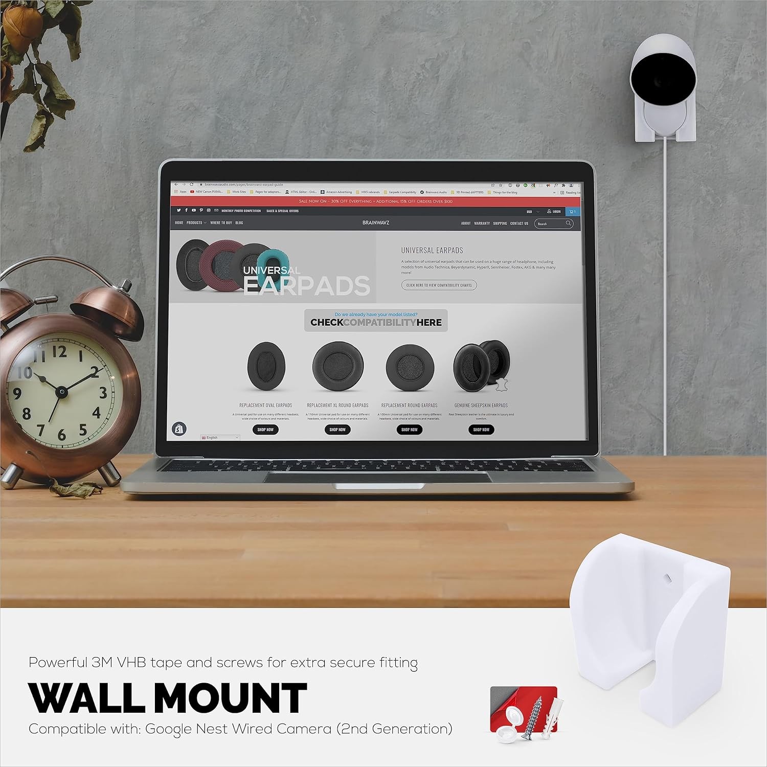 Wall Mount for Google Nest Wired 2nd Generation Security Camera - Adhesive & ...
