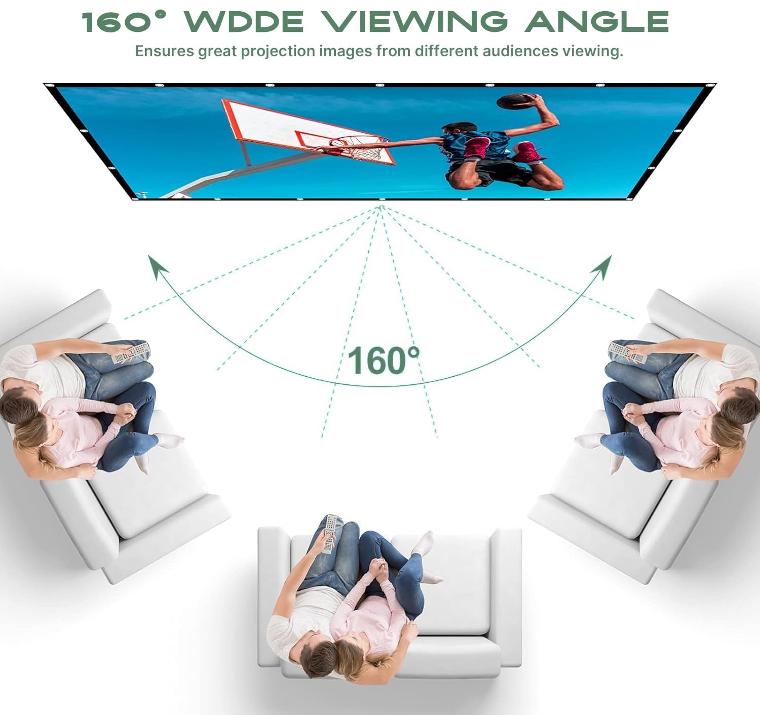 Outdoor Projector Screen 100 inch, Washable Projector Screen 16:9 Foldable An...