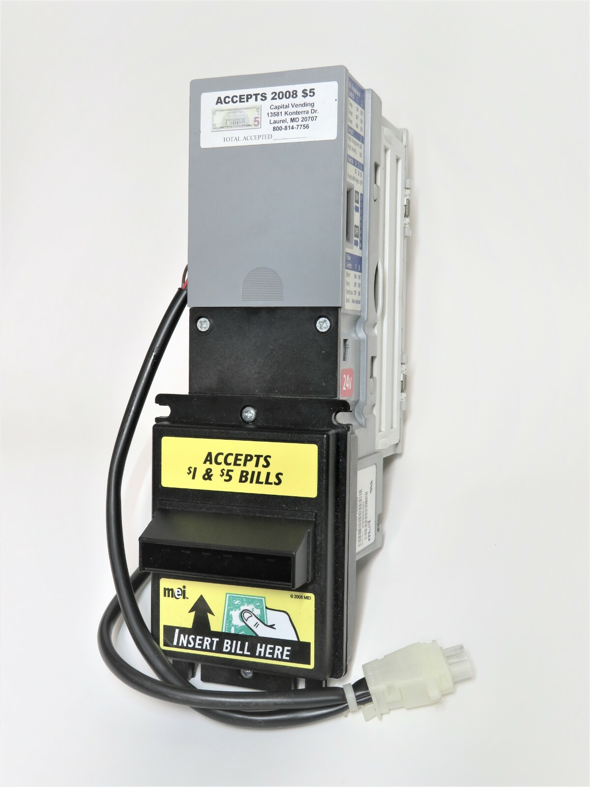 Mars VN2502 24v $1-5 Bill Acceptor COINCO MDB UPGRADE + Harness Tested Working