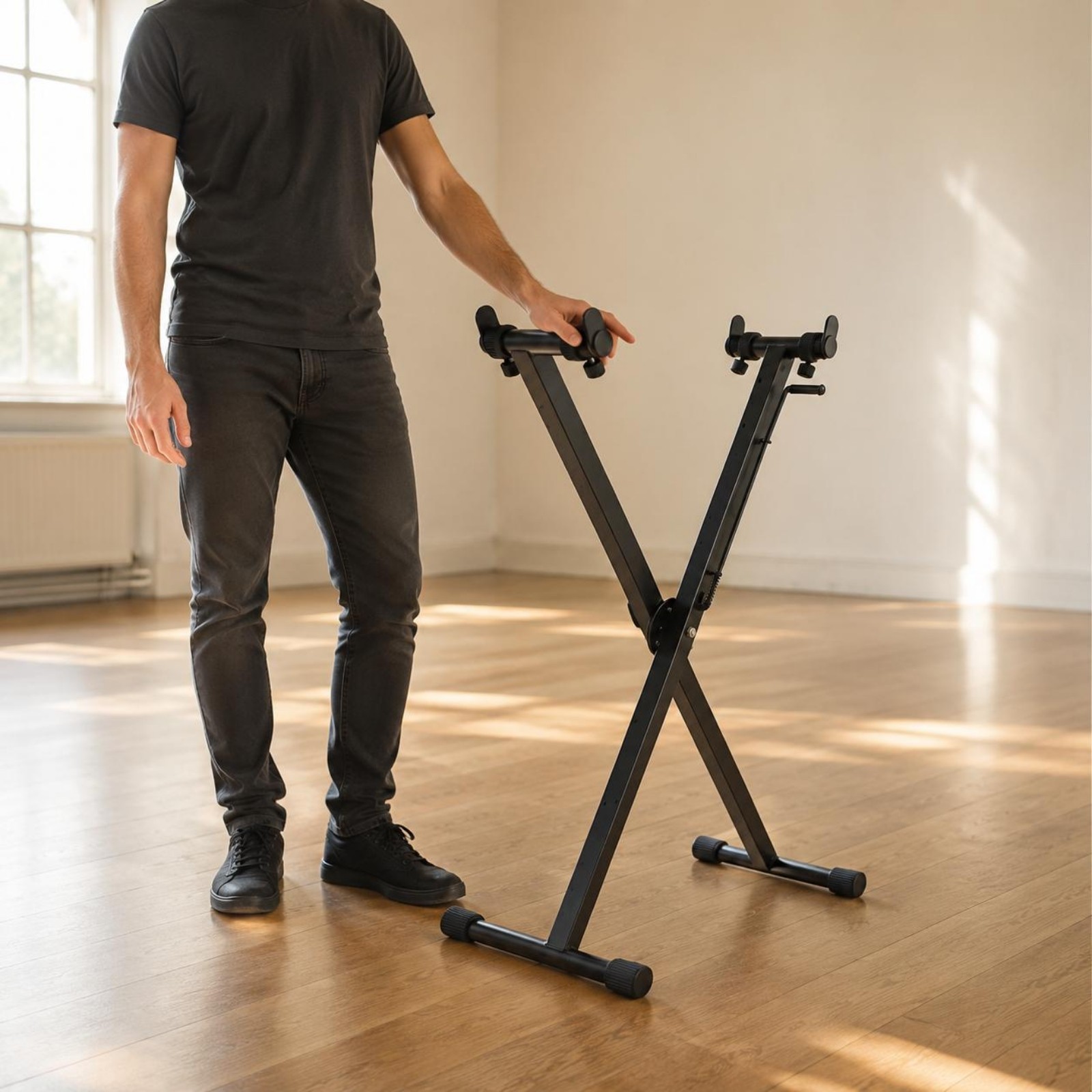 X-Shaped Frame Keyboard Stand Locking Straps Double X Keyboard for Stage,