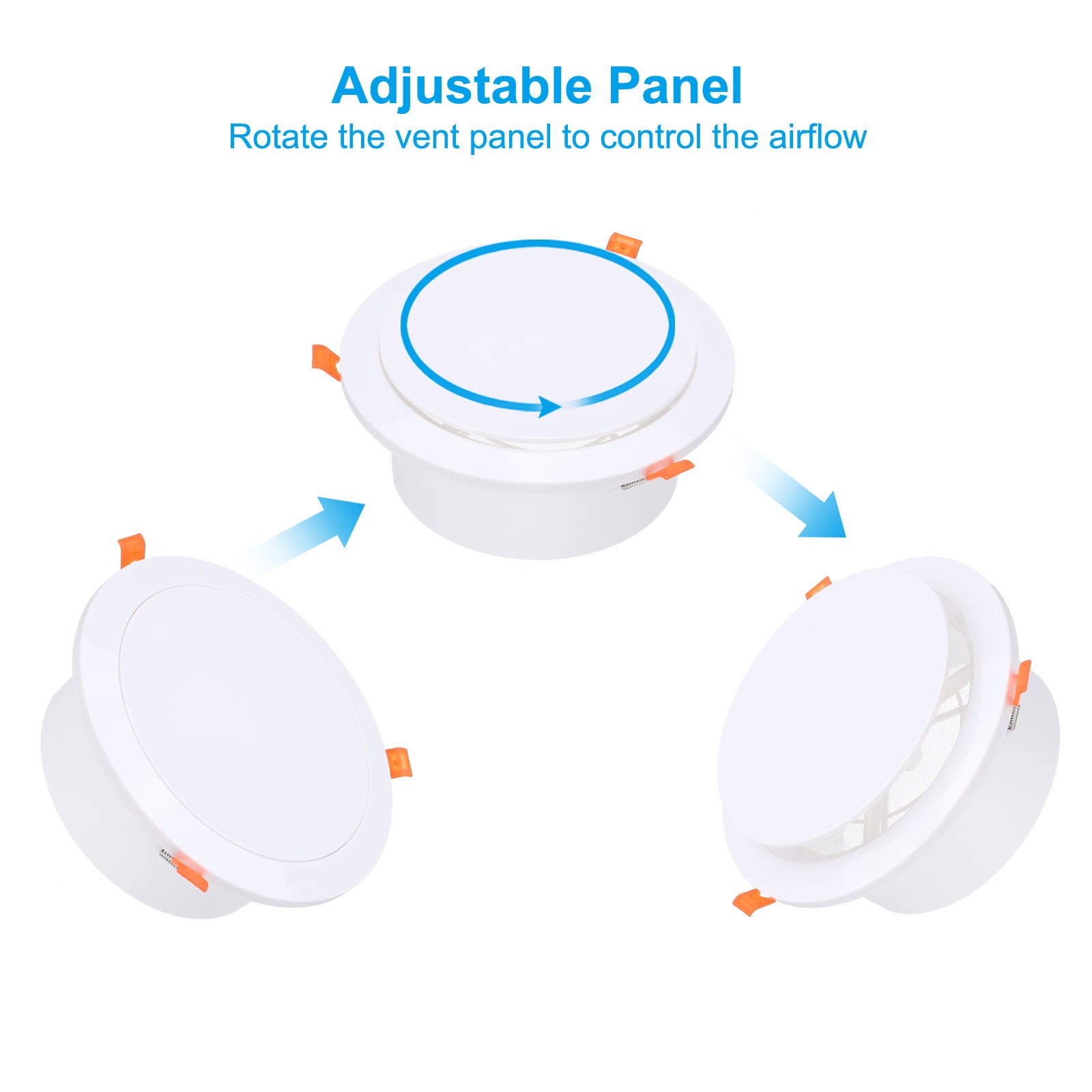 6 Inch Spring Round Air Vent, Adjustable Air Diffuser with Screen Mesh, White