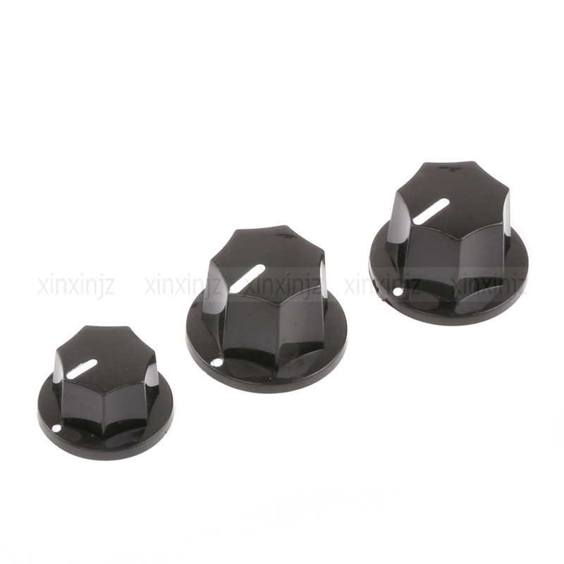 3pcs 6mm Black Jazz Bass Control Knobs For Fender Guitar Split Shaft Pots