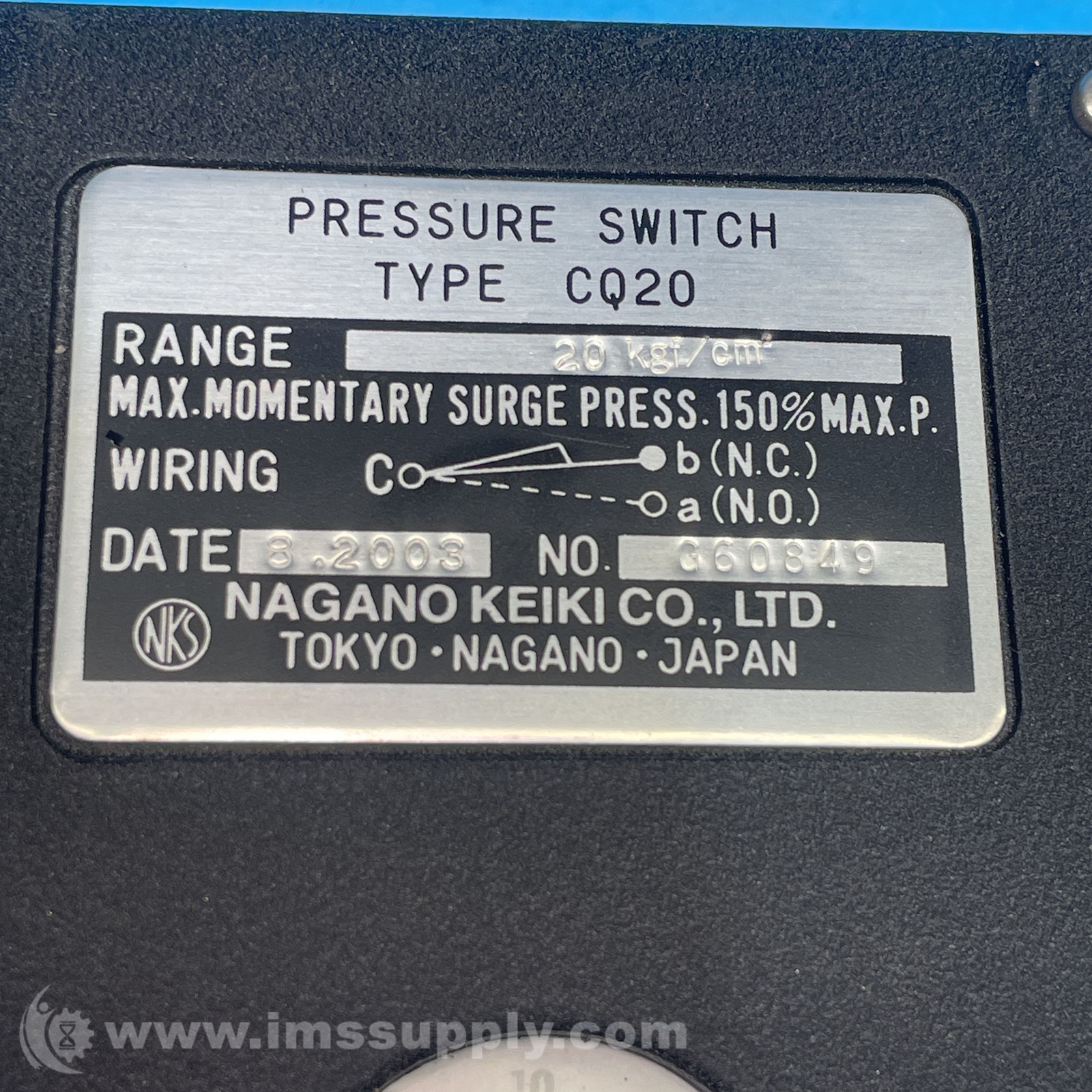 Nagano Keiki CQ20 Pressure Switch FNIP