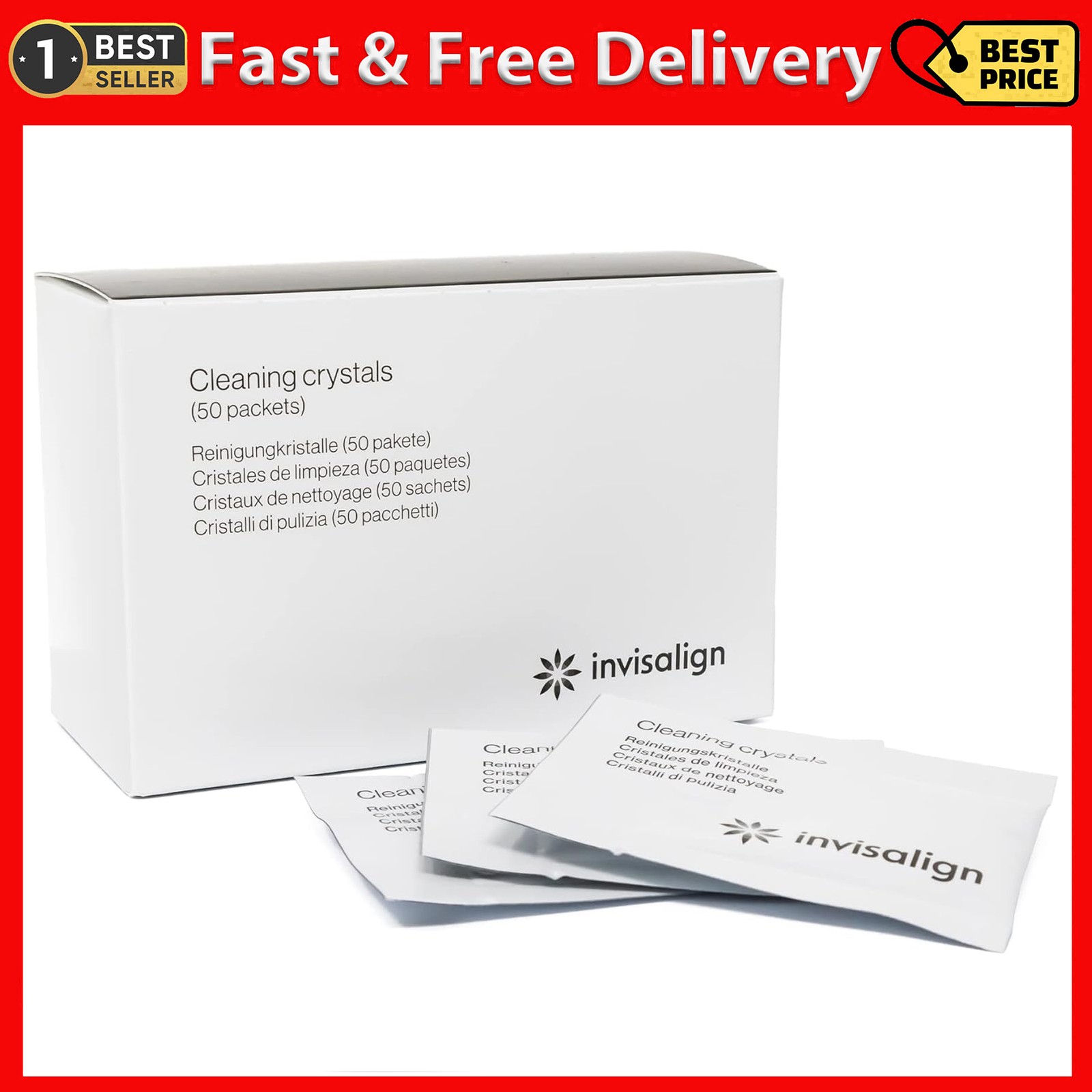 INVISALIGN Cleaning Crystals for Clear Aligners and Retainers, (50 Packets)