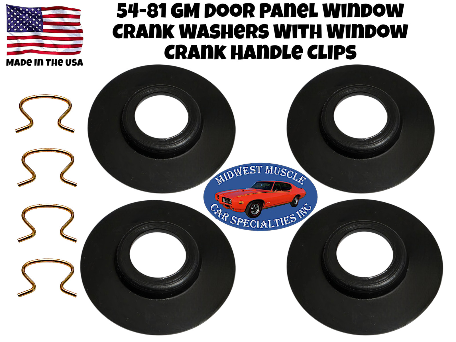 GM Door Panel Washers Interior Window Vent Crank Handle With Clips Buick 4pc RA