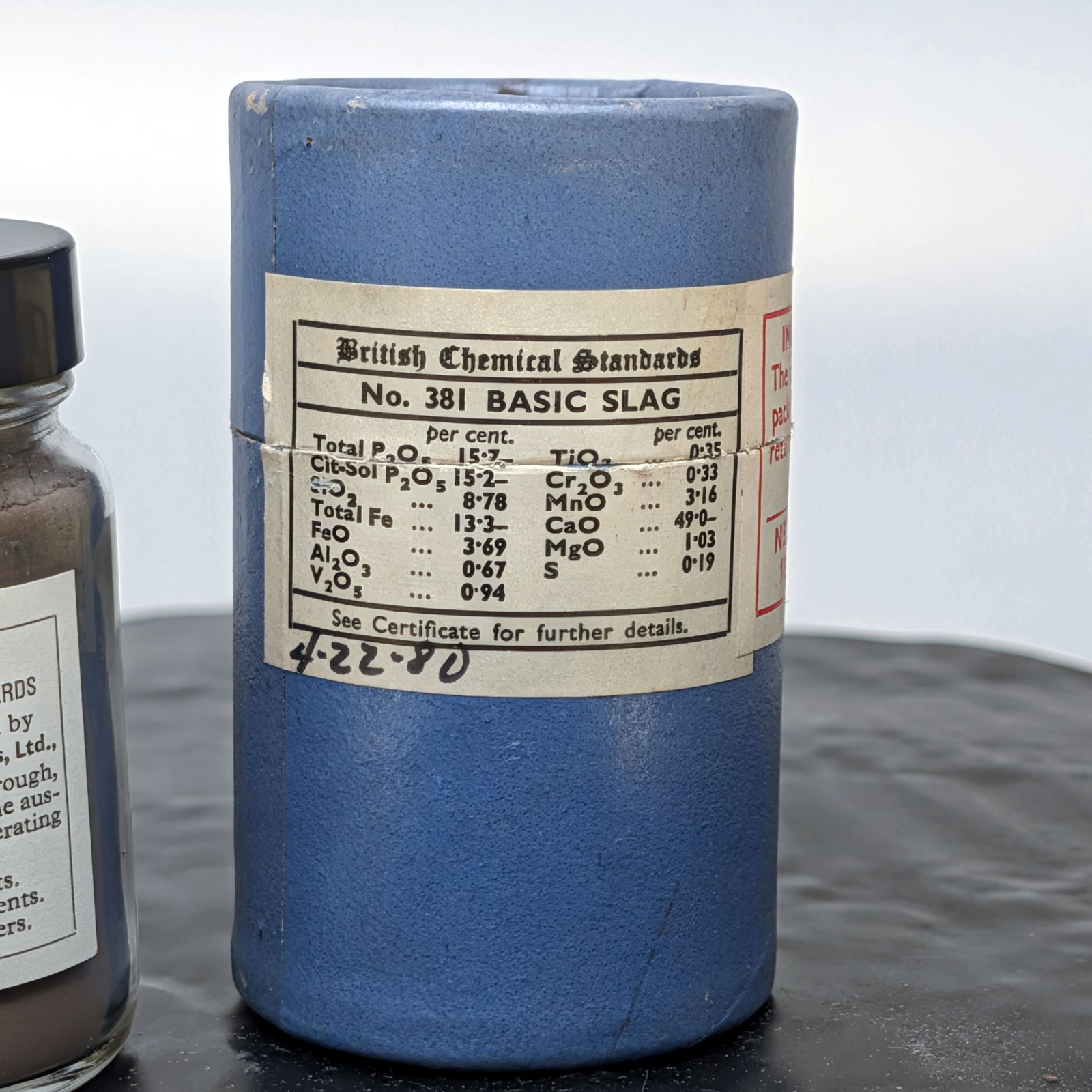 British Chemical Standards 381 Basic Slag Reference Material Full Bottle âï¸