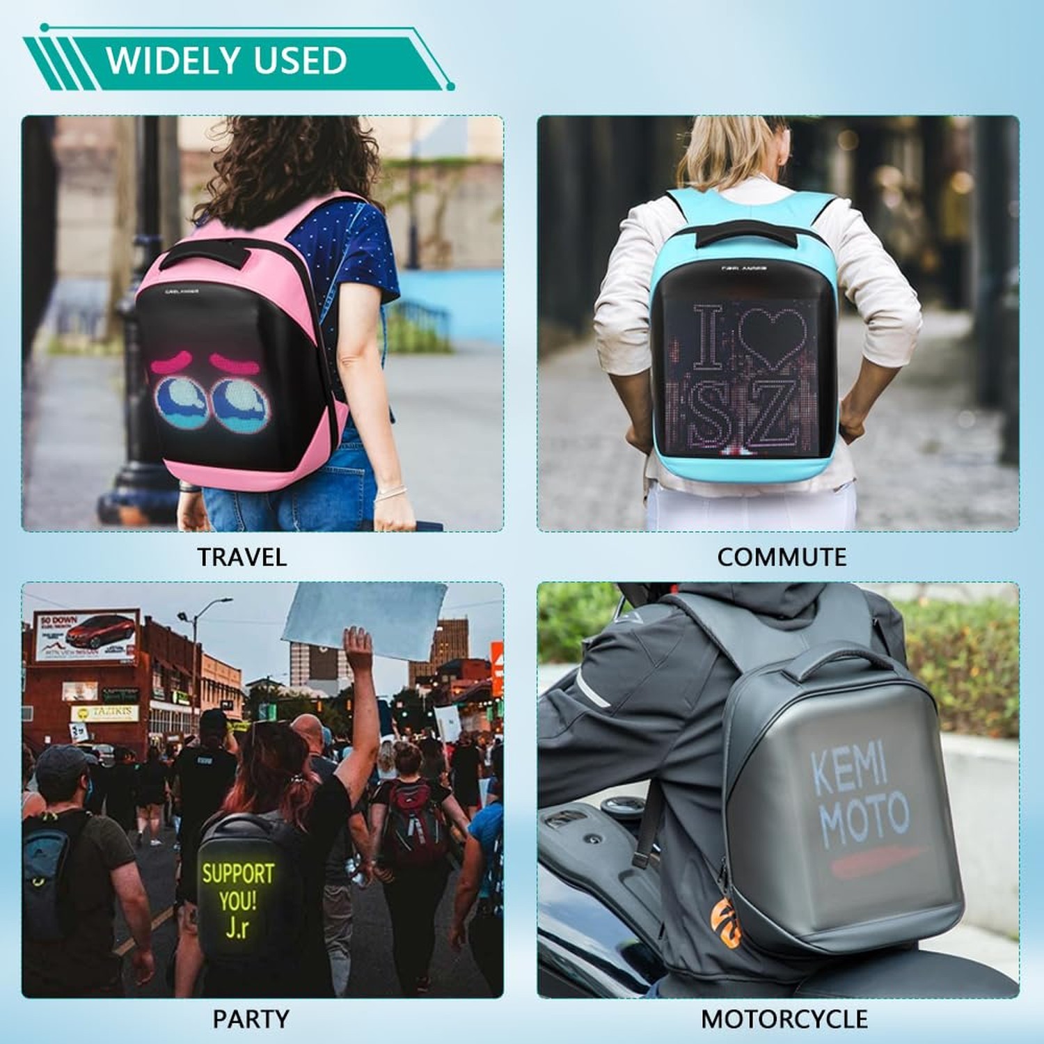 Crelander LED Backpack, 15 inch App Control Laptop Backpack with Programmable...