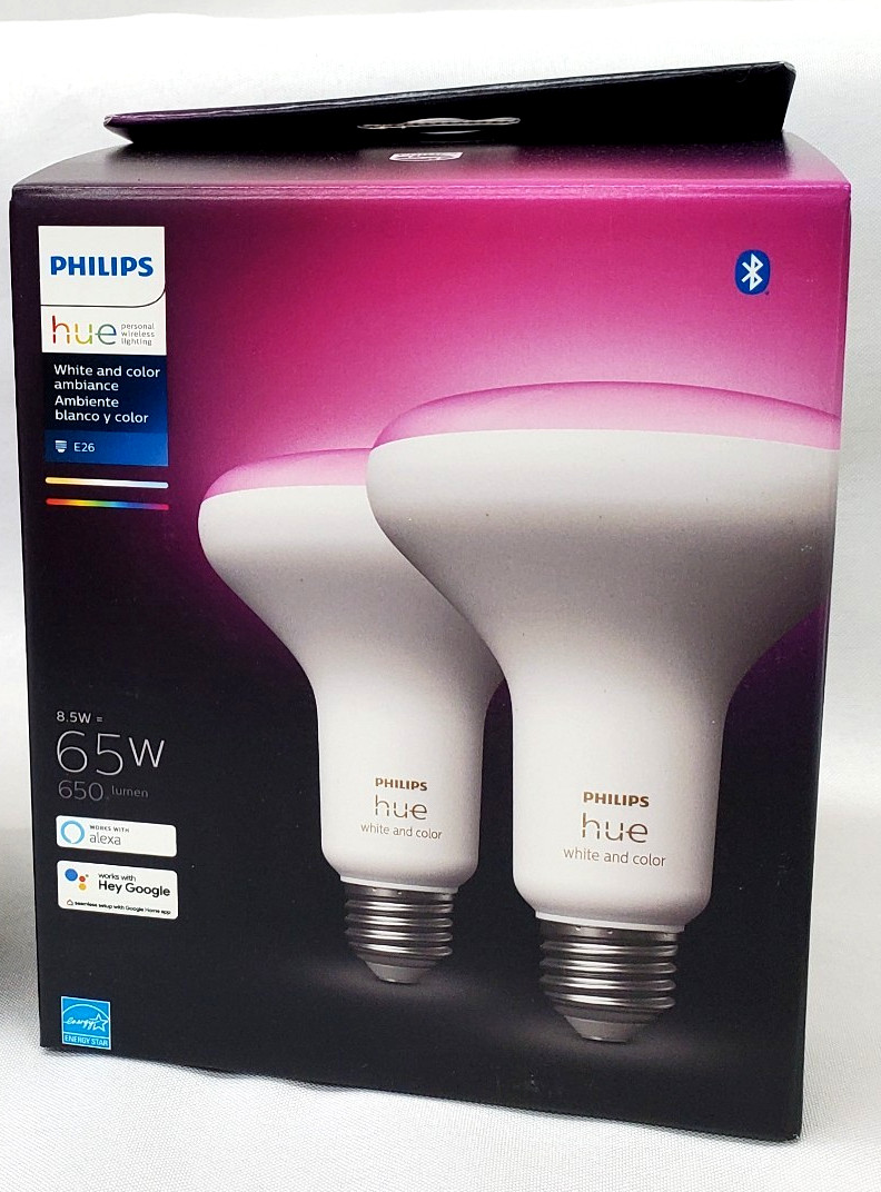 Philips Hue 548586 65W LED Smart Bulb White and Color Ambiance E26 Bulbs 2 Lamps