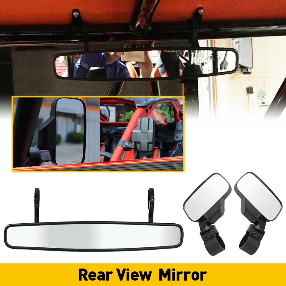 Rear Side View Center Mirror + Grab Handles For Polaris RZR XP 1000 Turbo PRO XP