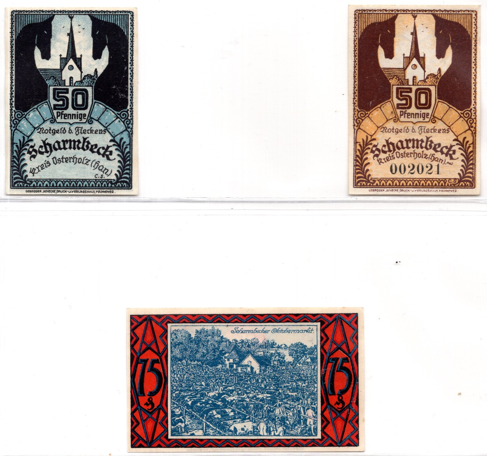 1920 Germany Scharmbeck Notgeld 3 Note Set (2050)