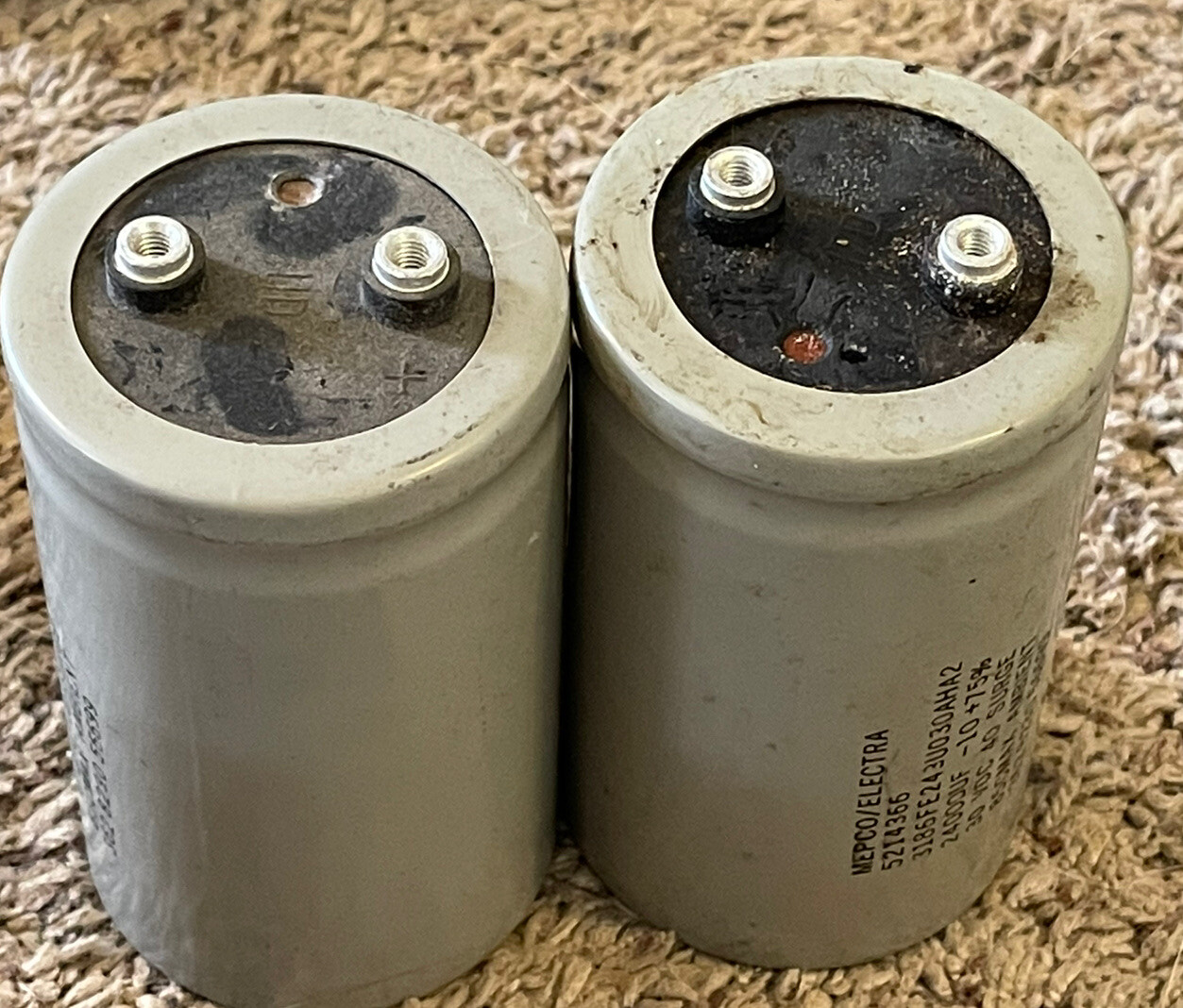 (2) MEPCO / ELECTRA Can Capacitors, 5214366, 24000uF, 30 VDC