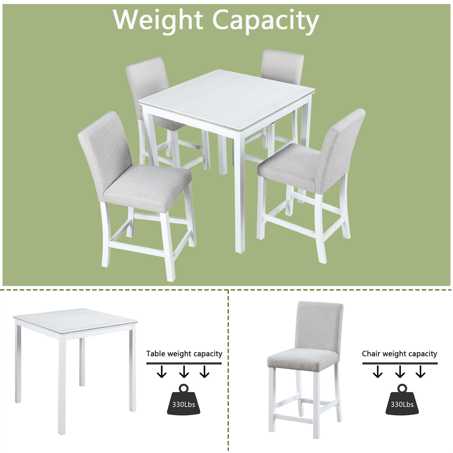 5 Piece Dining Table Set Wood Dining Table w/ 4 Chairs for Kitchen Dining Room