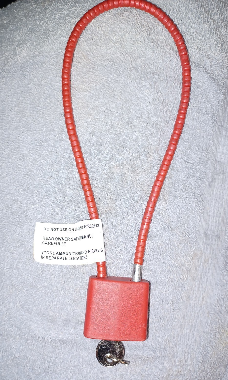 Regal Firearm Gun Safety Cable Lock 15" Red Lock With Key Rubberized Coating