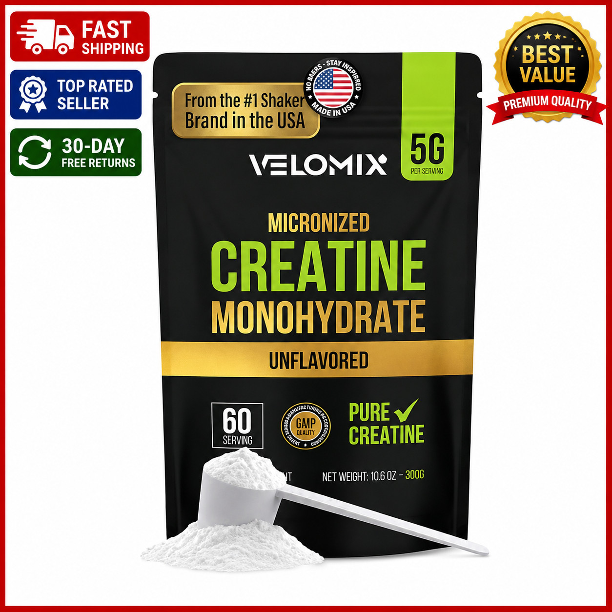 Micronized Creatine Monohydrate Powder - 100% Pure Creatine Powder Unflavored an