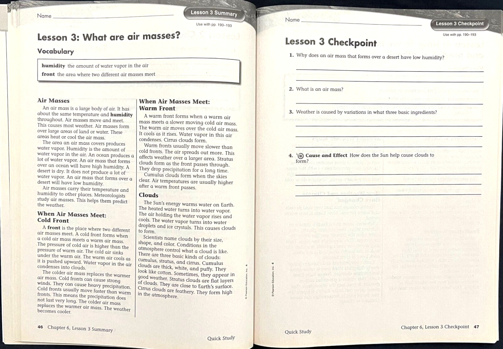 4th Grade - SCIENCE - QUICK STUDY - Intervention Study Guide (2006, Foresman)
