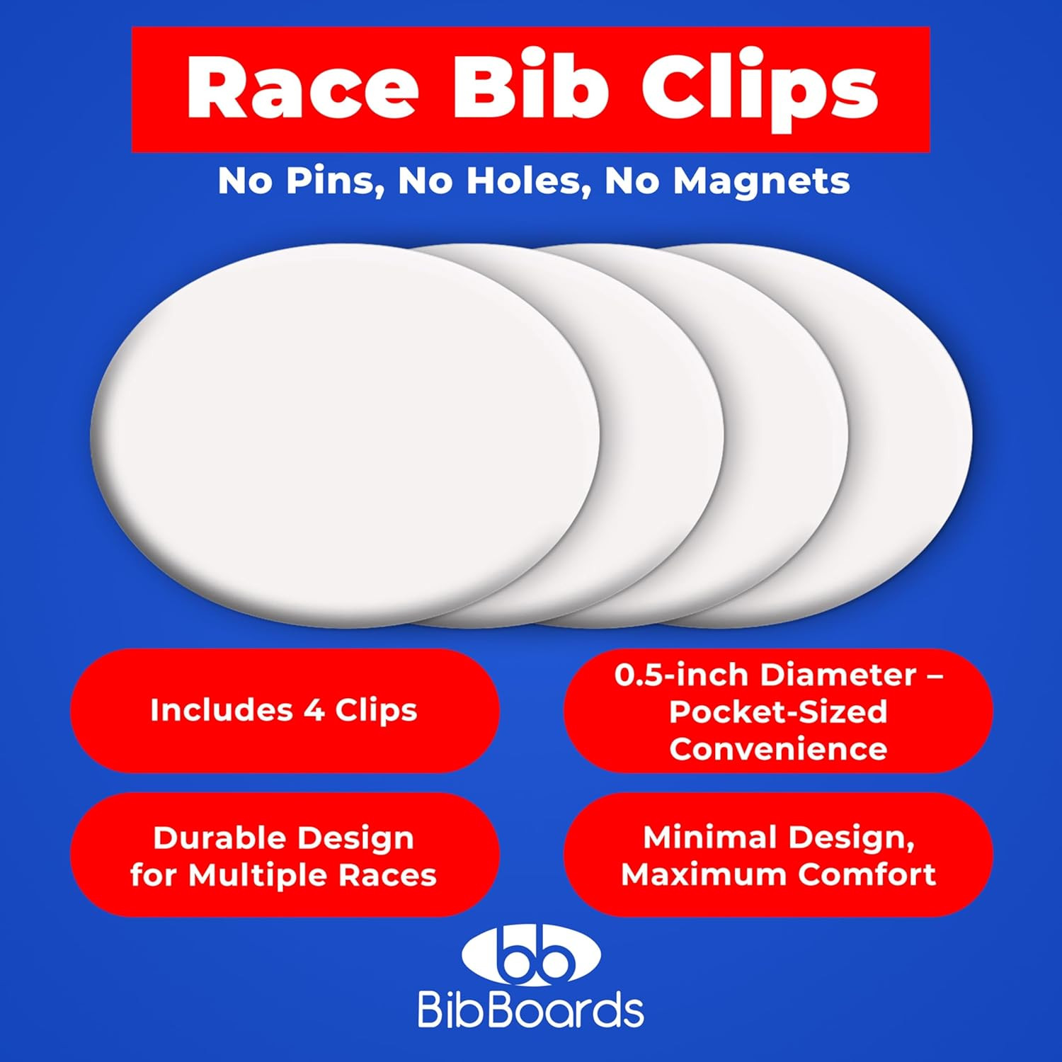 Bibsnaps Race Bib Clips - Safety Lock Fasteners - Secures Running, Marathon, Cyc