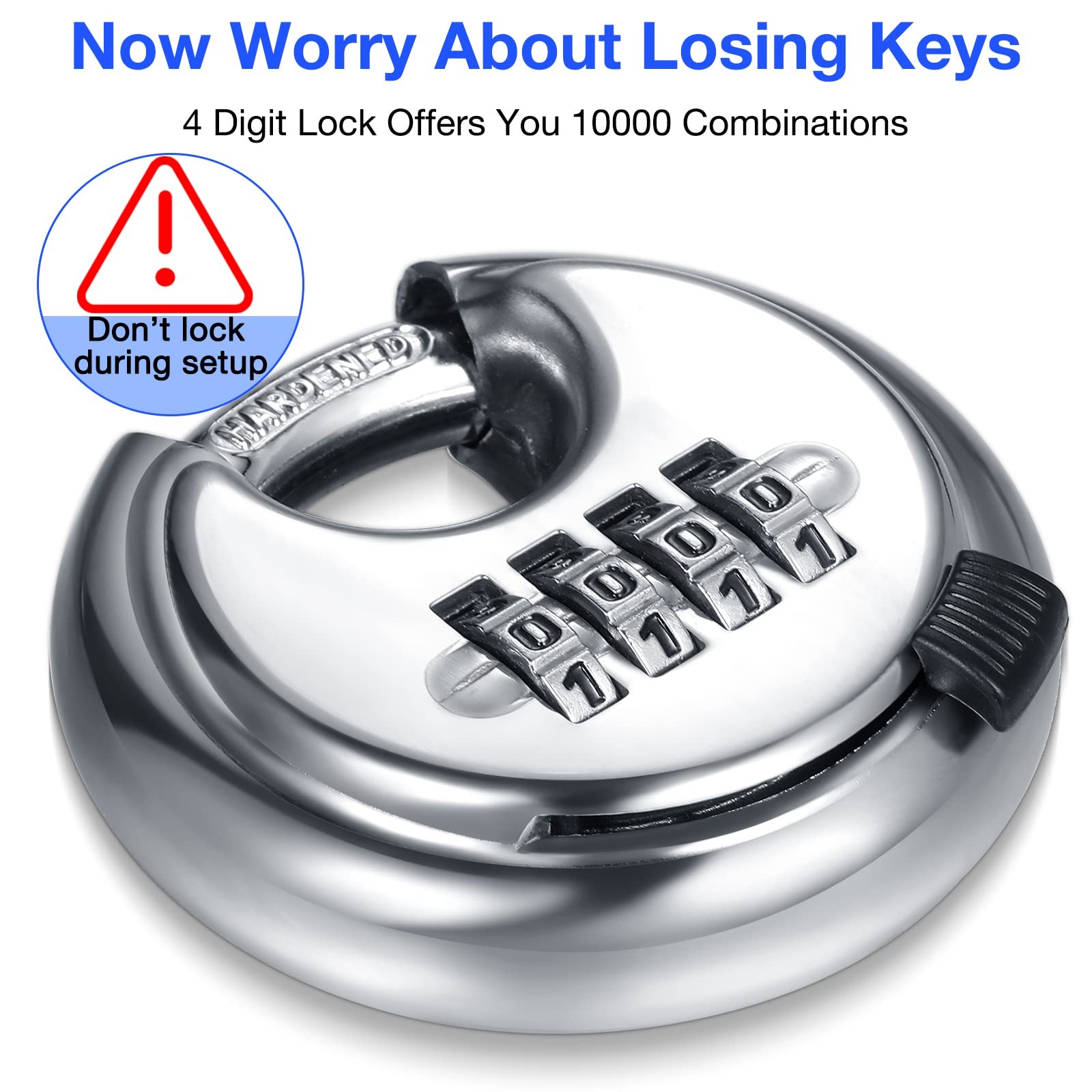 Maitys 10 Pack 4 Digit Combination Locks Stainless Steel Code Disc Lock Combo