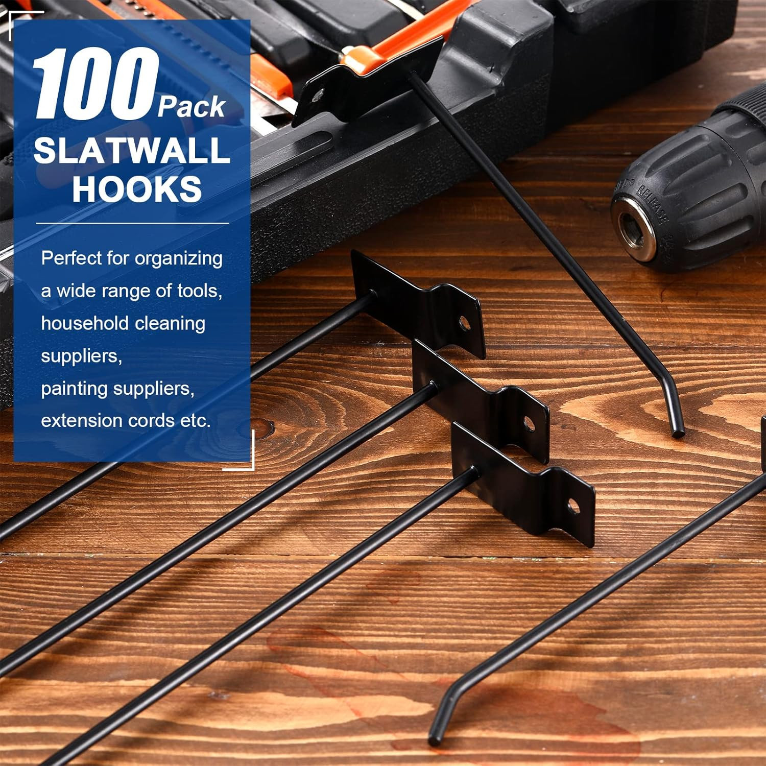 100 Pack Slatwall Hooks Panel Display Hooks Slat Board Peg Accessories Heavy Dut