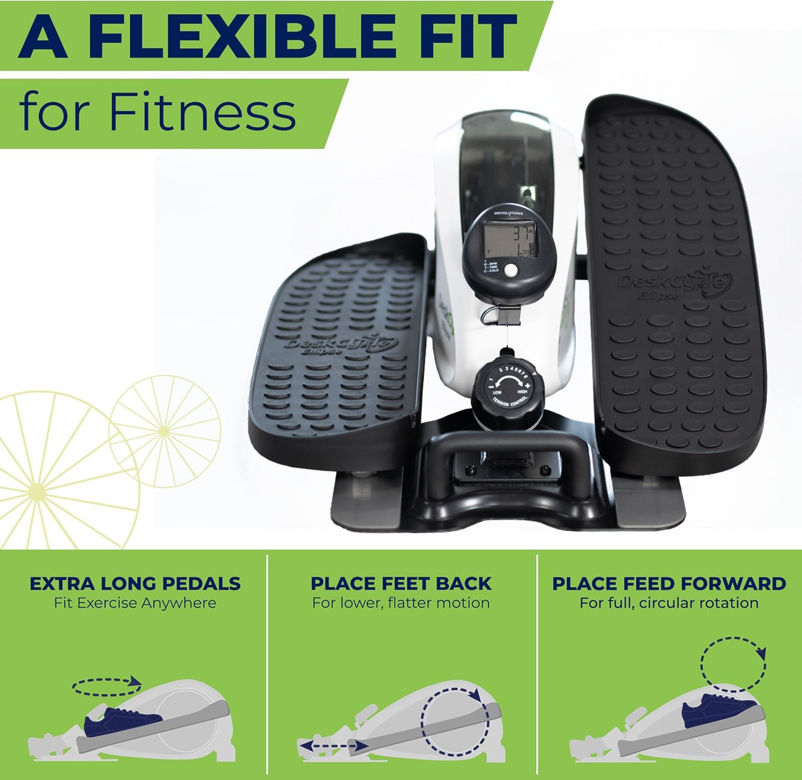 DeskCycle White Ellipse Leg Exerciser - Under Desk Elliptical Machine
