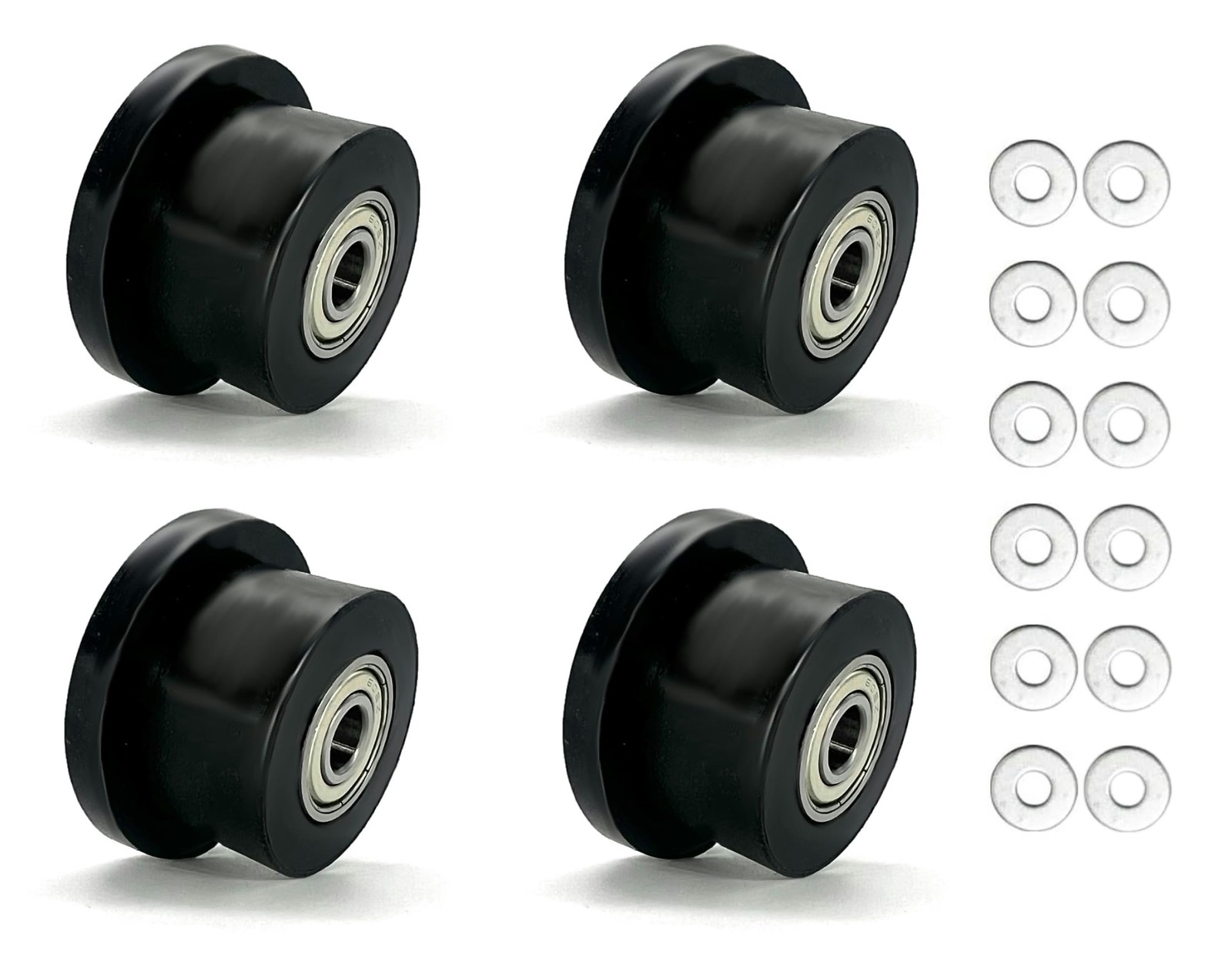 4-Pack Universal Gym Machine Roller Wheels - Heavy-Duty Black Plastic Rollers...