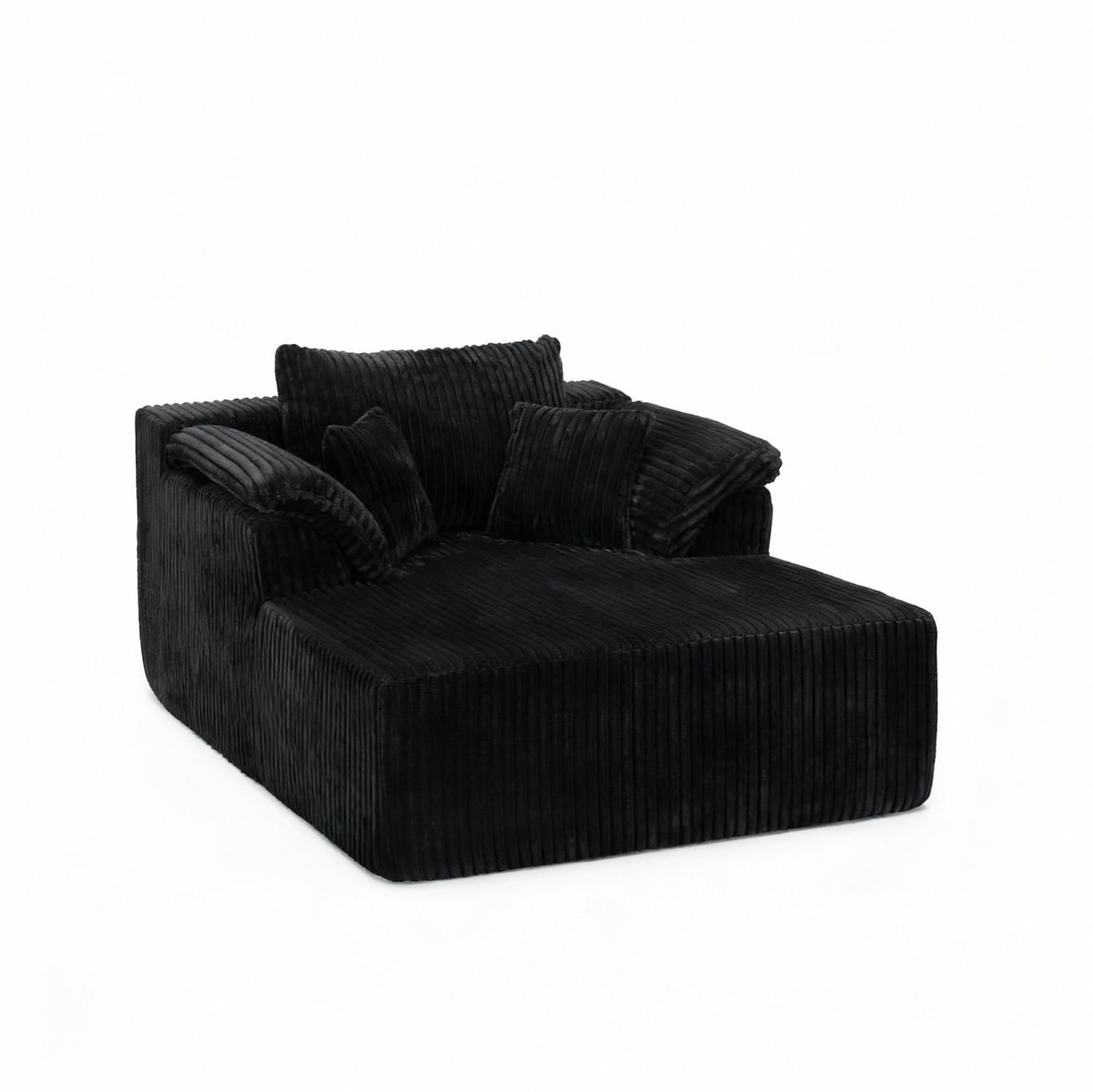 60-inch indoor oversized corduroy lounge chair, no assembly required (black)