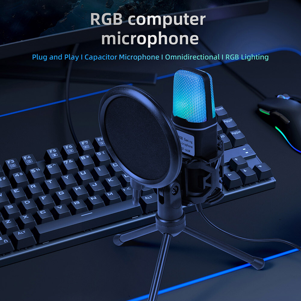 For PC MAC PS4 PS5 Adjustable Mic Condenser Professional Microphone Combo USB