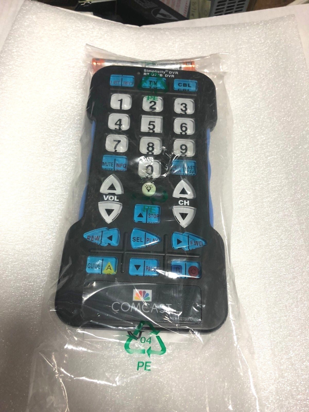 RT-U27B SIMPLICITY DVR UNIVERSAL REMOTE With Large Illuminated Buttons COMCAST