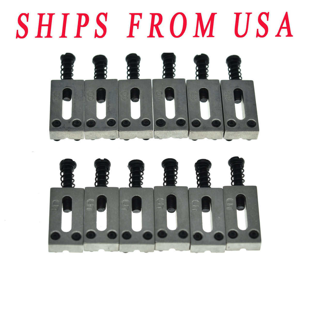 KAISH Set of 6 Stainless Steel Electric Guitar Bridge Saddles for Strat Tele