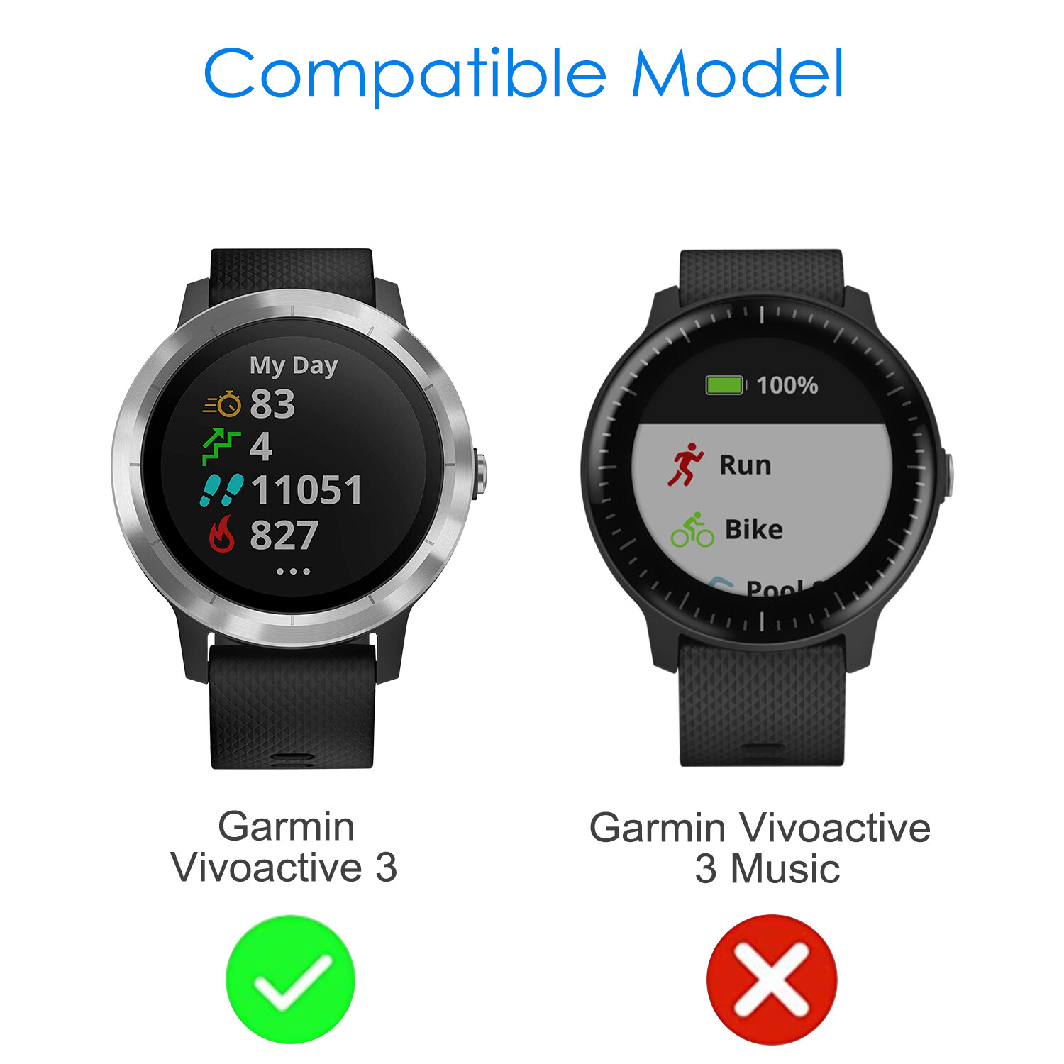 3 Pack Screen Protector Case All-Around Bumper Cover for Garmin Vivoactive 3