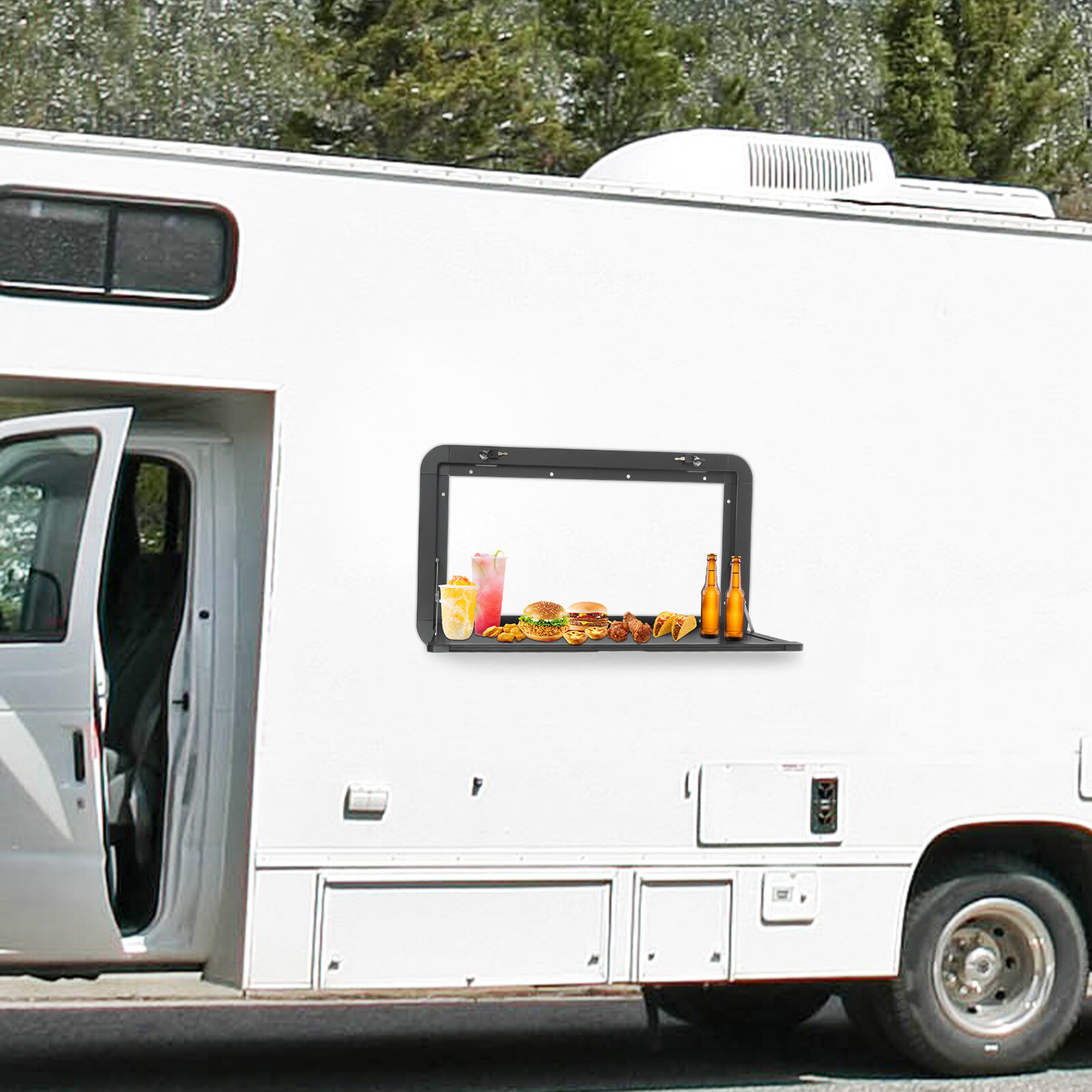 Wall Mount RV Caravan Picnic Folding Table 800 x 450mm Campervan Outside Table