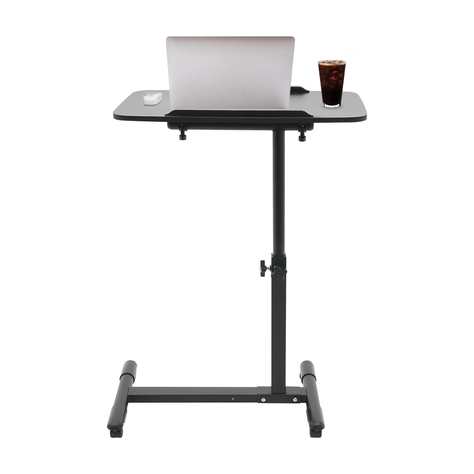 Adjustable Sofa Table Rolling Bedside Table with Wheels for Home and Office Use