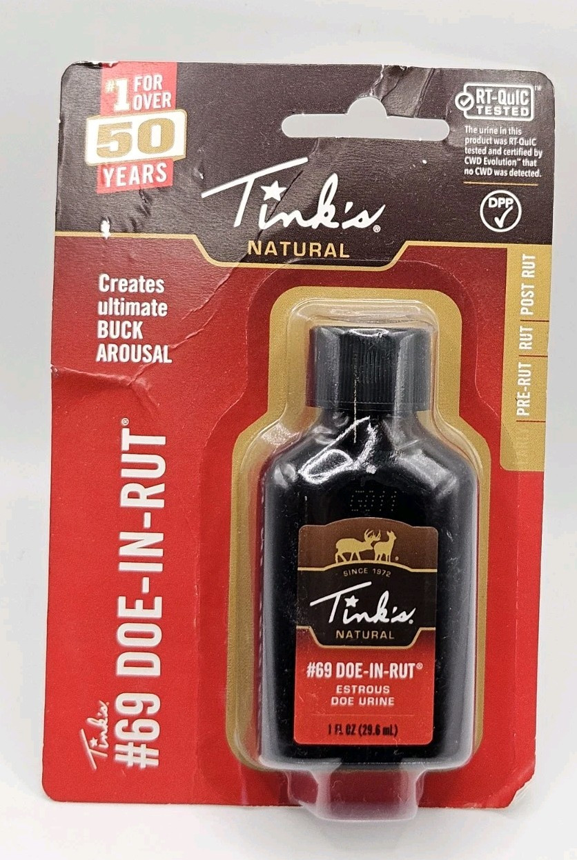 New In Package Tinks Natural Doe-In-Rut #69 Buck Lure - Gel 1.25 Fl oz.