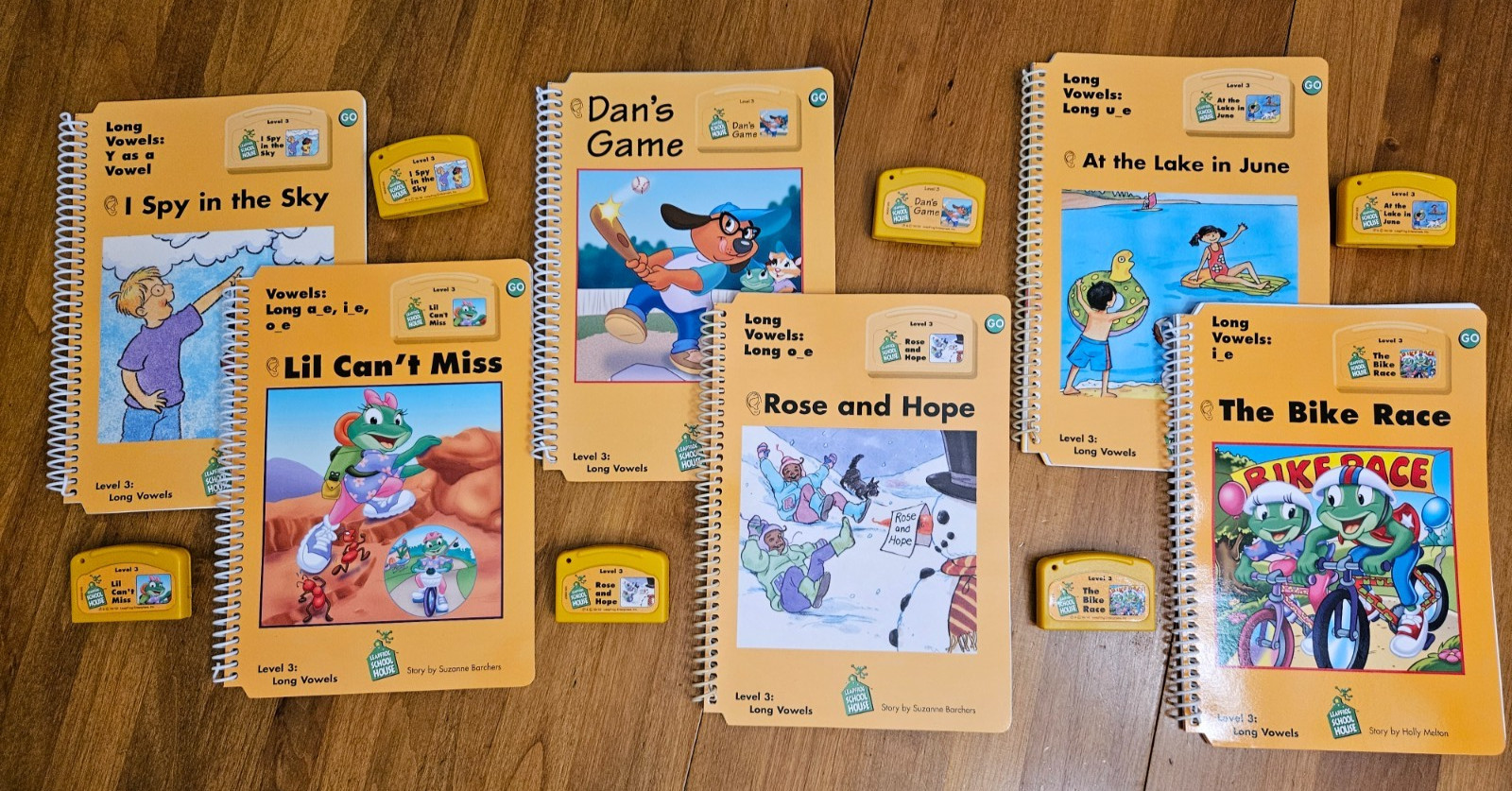 Lot Of 6 - LeapFrog Schoolhouse Books w/ Cartridges - Level 3 Yellow LeapPad