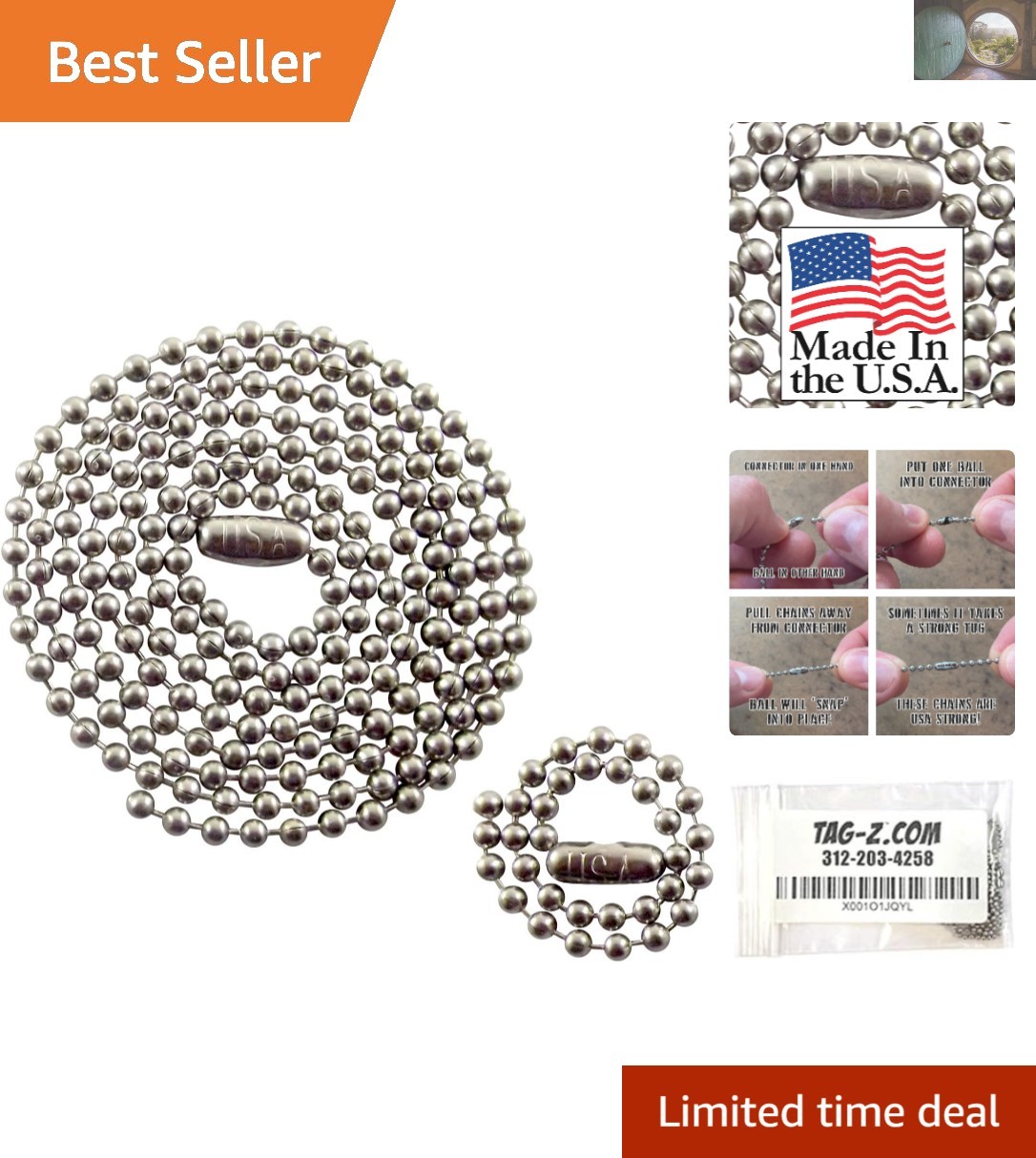 Rust-Resistant Stainless Steel Dog Tag Chain Set - Two Lengths, Military Grade
