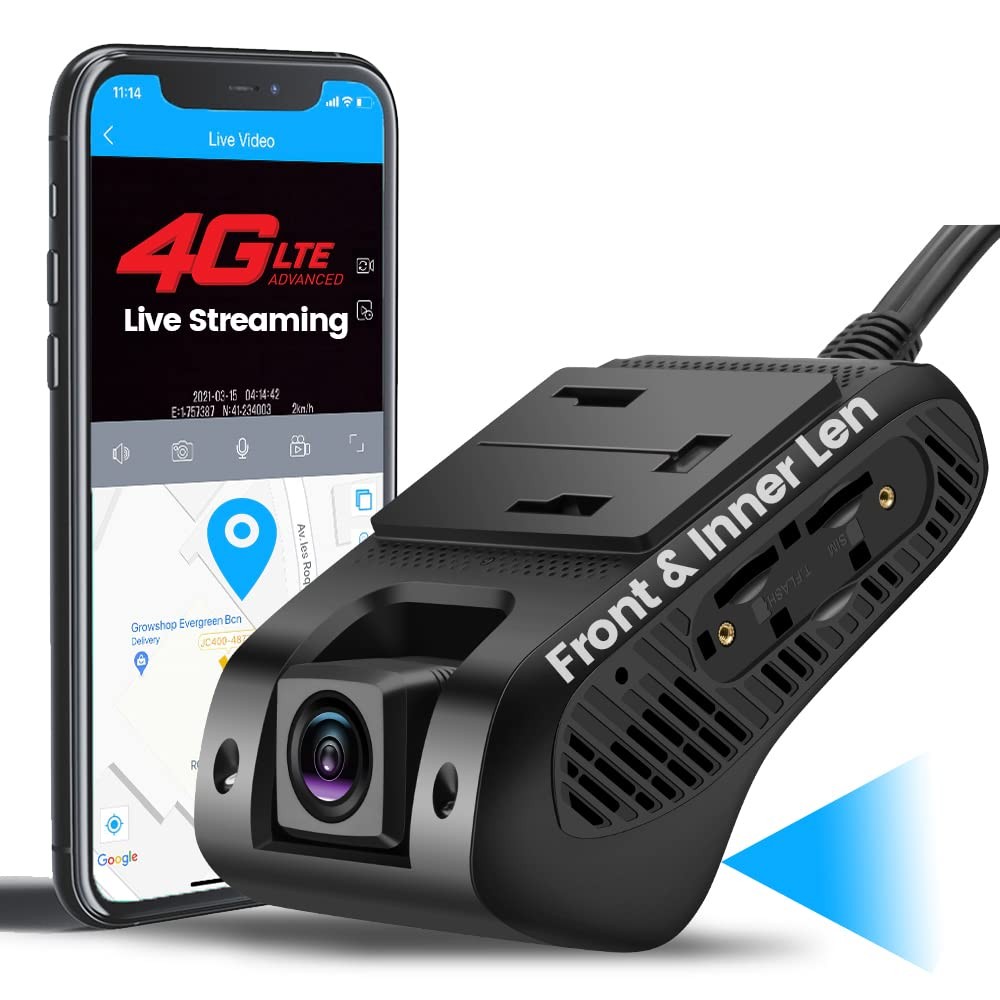 Live Video & 24H Remote Monitor, Jimi JC400P 4G & WiFi Dual Dash Cam Front an...