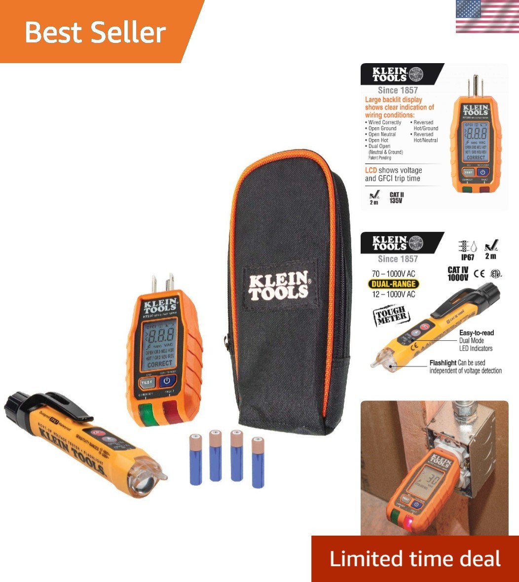 Dual-Range Non-Contact Voltage Tester & GFCI Tester - Essential Electrical Kit