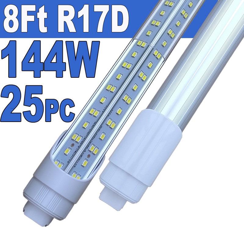 25Pcs 8 Foot Led Shop Light 144W HO T8 Rotatable Base 8FT R17D 8' Led Tube Light