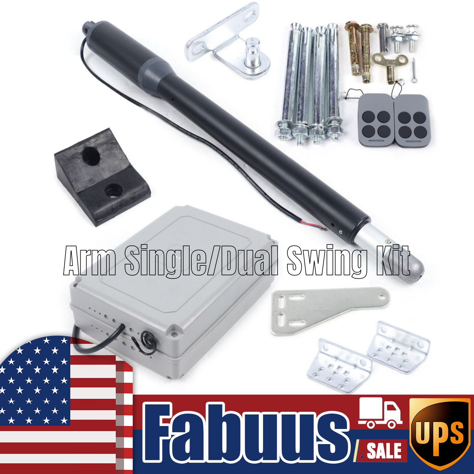 Heavy Duty Automatic Gate Opener Arm Single/Dual Swing Kit w/ Remotes