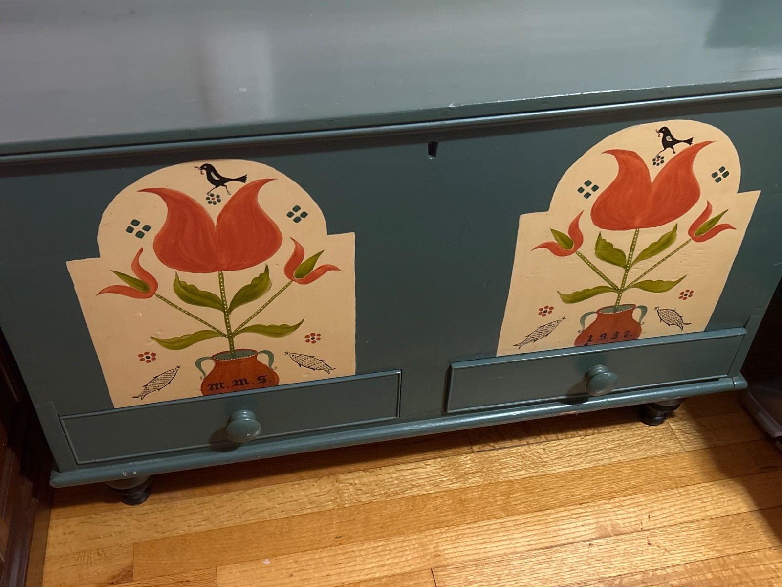Vintage Pennsylvania Dutch Handpainted Hope Chest