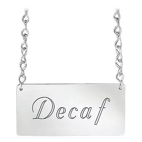 Cal-Mil 618-2 Silver Decaf Urn Chain Sign with 24" Silver Chain