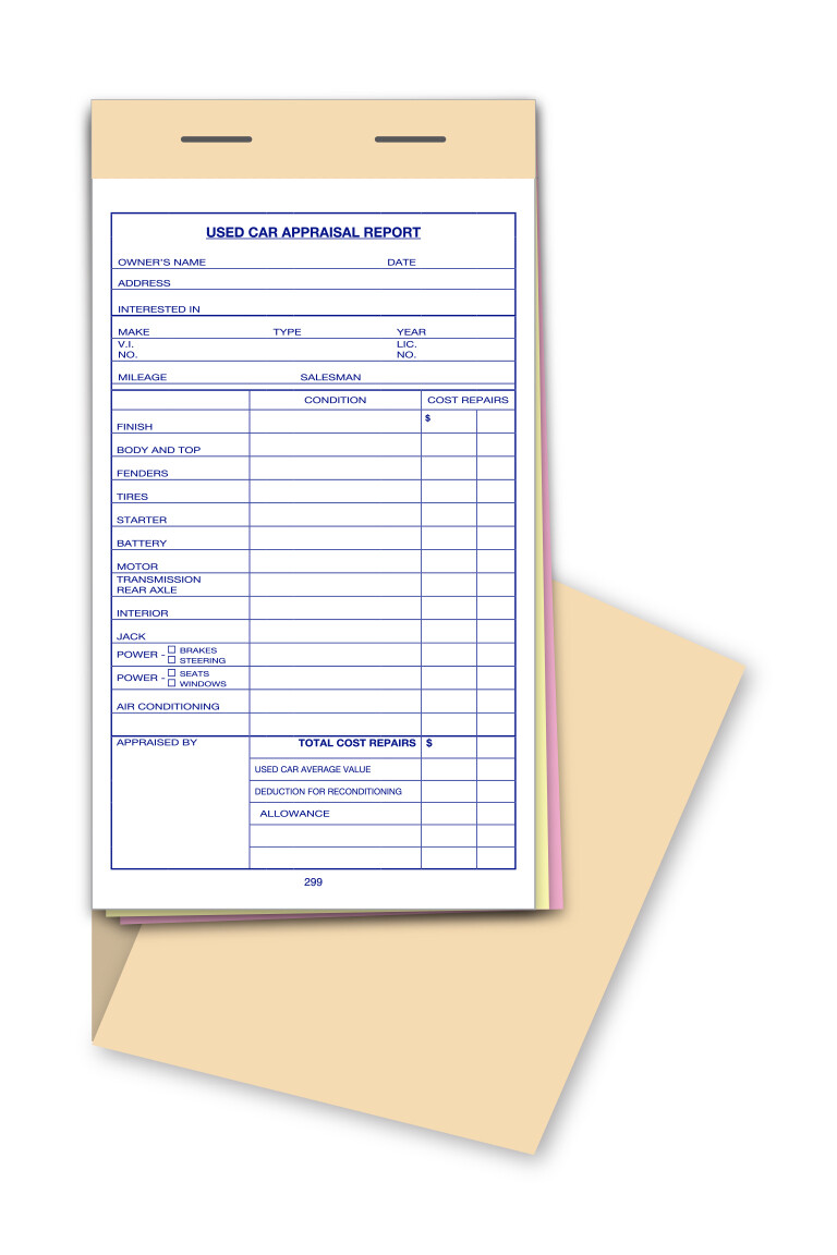 2 PART USED CAR VEHICLE APPRAISAL REPORT BOOK 25 PER BOOK CAR LOT DEALERSHIP