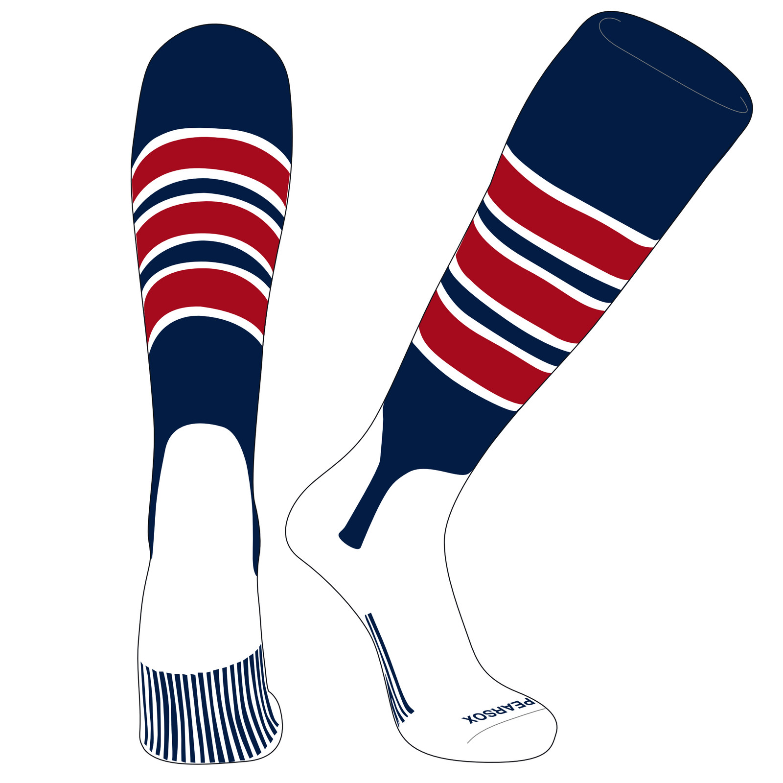 PEAR SOX OTC Baseball Softball Stirrup Socks (C, 5in) Navy, White, Red