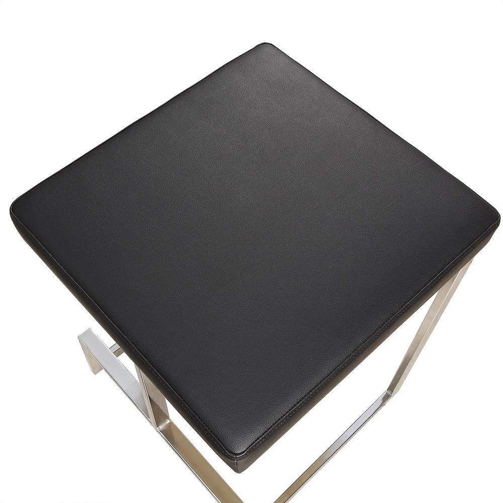 Kafka 24" Counter Stool - Chrome - Black Leatherette Upholstery