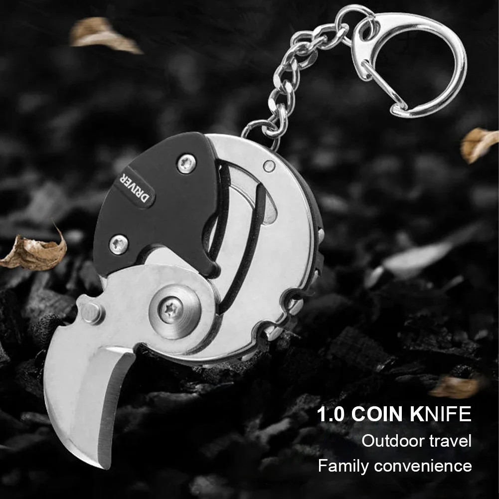 Multifunctional EDC Keychain Screwdriver Hex Coin Folding Pocket Tool