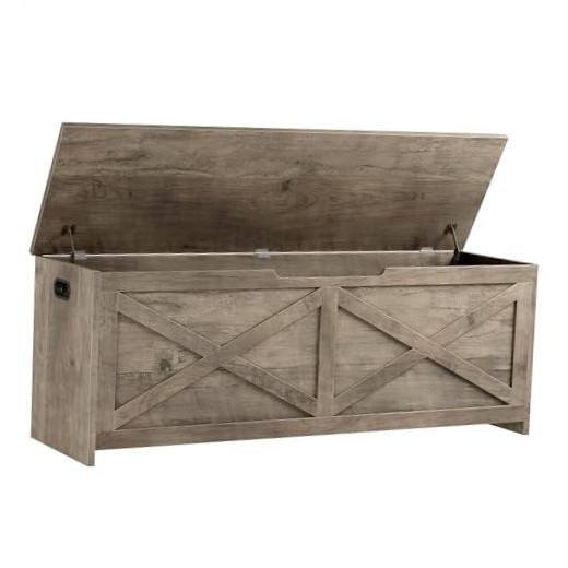 47.2 in Storage Chest, Wooden Storage Bench with Safety Hinges, Easy