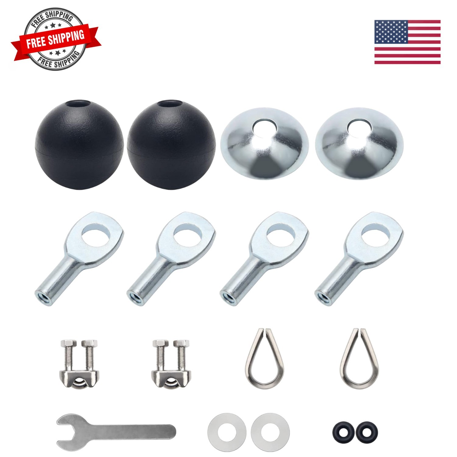 17Pcs Cable Attachments for Gym, Solid Rope Attachment for 5mm Fitness Pulley...