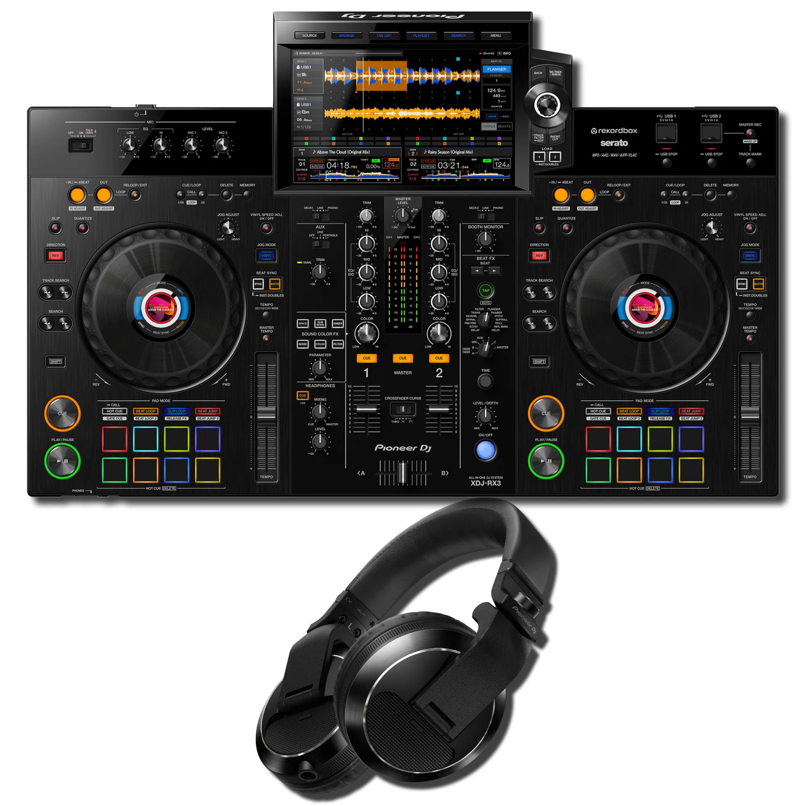 Pioneer DJ XDJ-RX3 All-In-One DJ System w/ HDJ-X7-K Pro Headphones Bundle